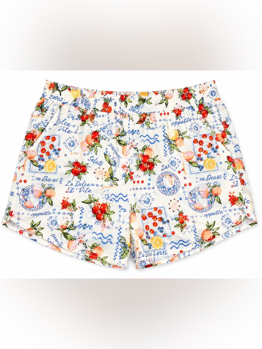 White Fruit & Floral Print Shorts - Picture 1 of 2